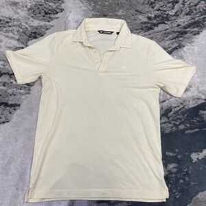 Travis Mathew Golf Yellow Mens Short Sleeve Polo Shirt Size Small